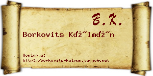 Borkovits Kálmán névjegykártya